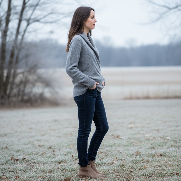 Evelyn Grace 100% Cashmere Gray Open Front Cardigan Sweater Women's S EUC - Picture 2 of 7